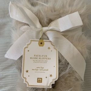 Pottery barn Teen faux fur Slide slippers size xl